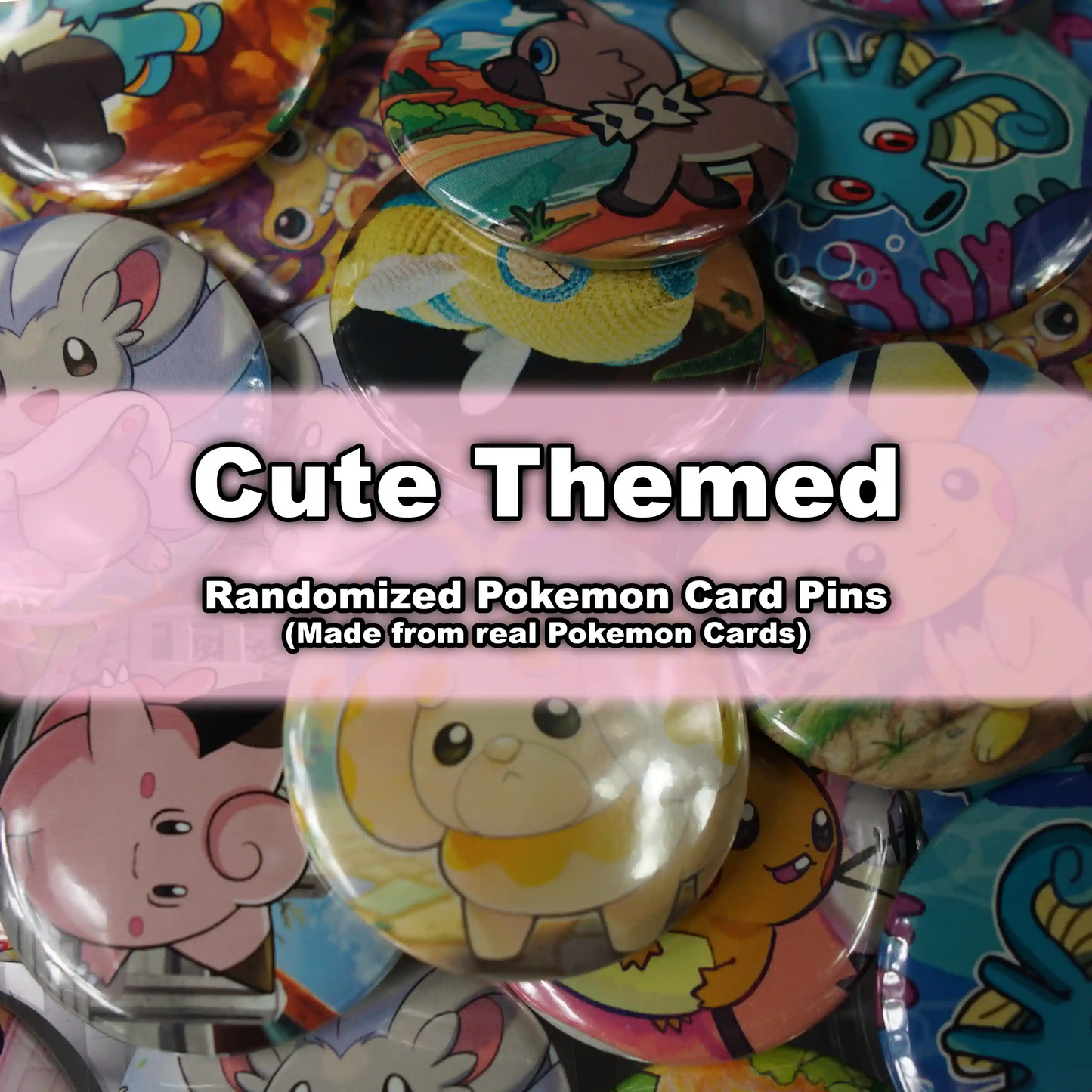 Pokemon Button Pin Mystery Pack - Cute Theme - Handmade from Authentic Cards