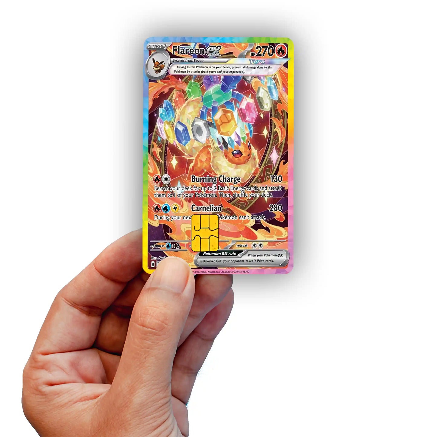 Terastal Flareon Credit Card Skin - Glossy Vinyl Decal Sticker Cover