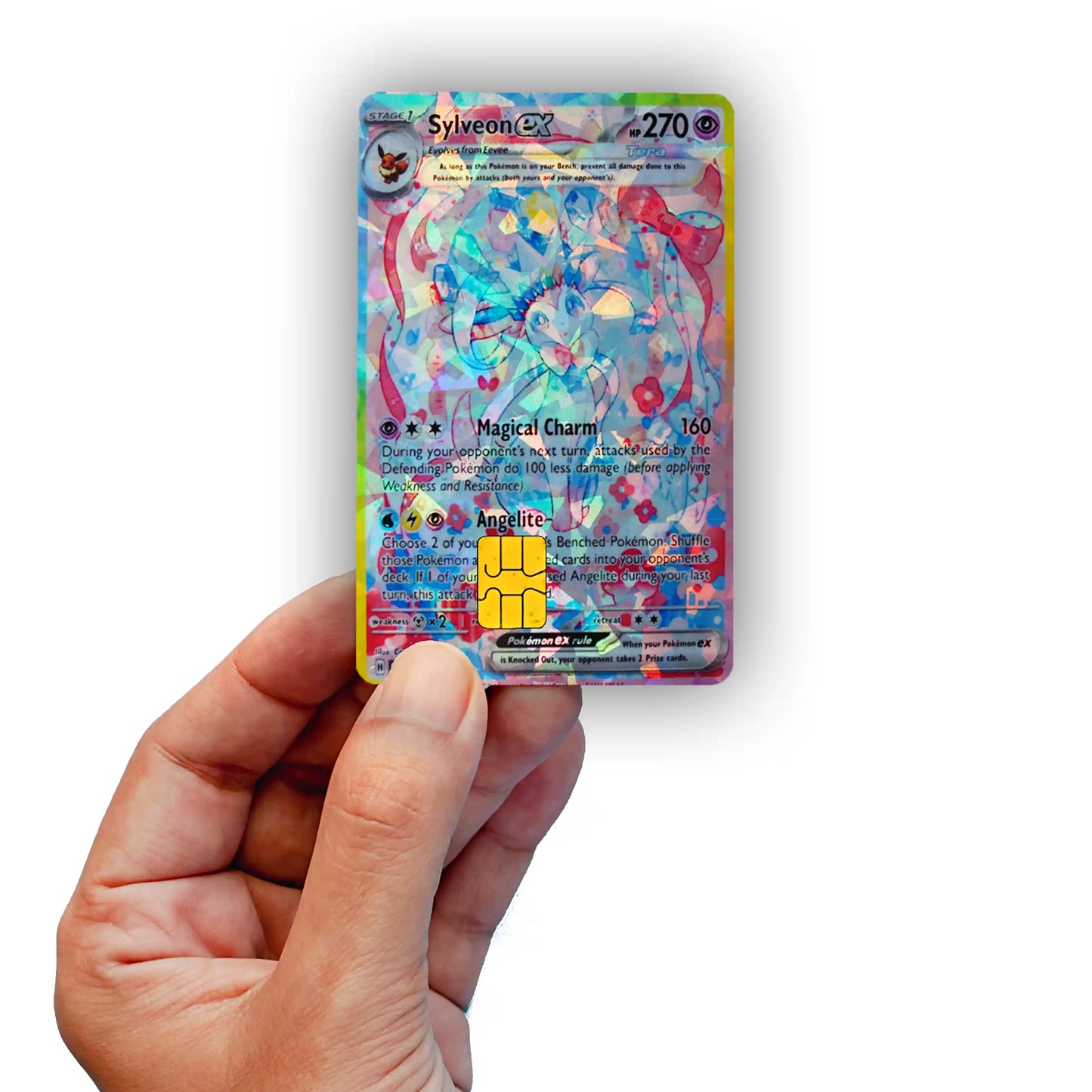 Terastal Sylveon Credit Card Skin - Glossy Vinyl Decal Sticker Cover