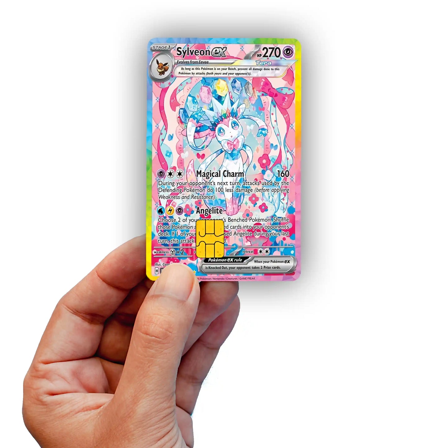 Terastal Sylveon Credit Card Skin - Glossy Vinyl Decal Sticker Cover