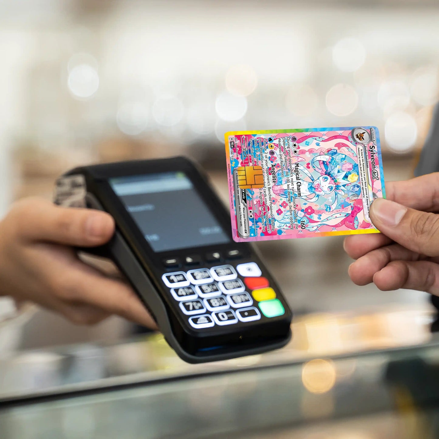 Terastal Sylveon Credit Card Skin - Glossy Vinyl Decal Sticker Cover