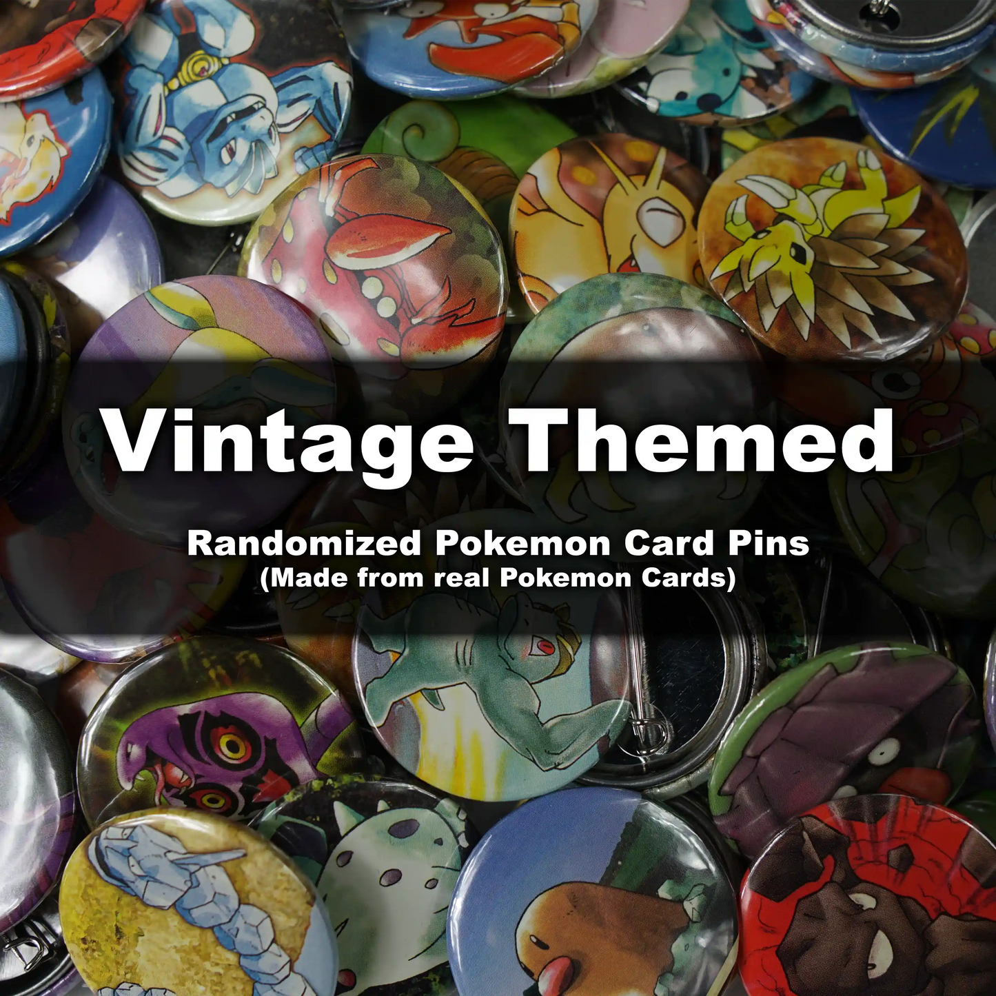 Pokemon Button Pin Mystery Pack - Vintage Theme - Handmade from Authentic Cards