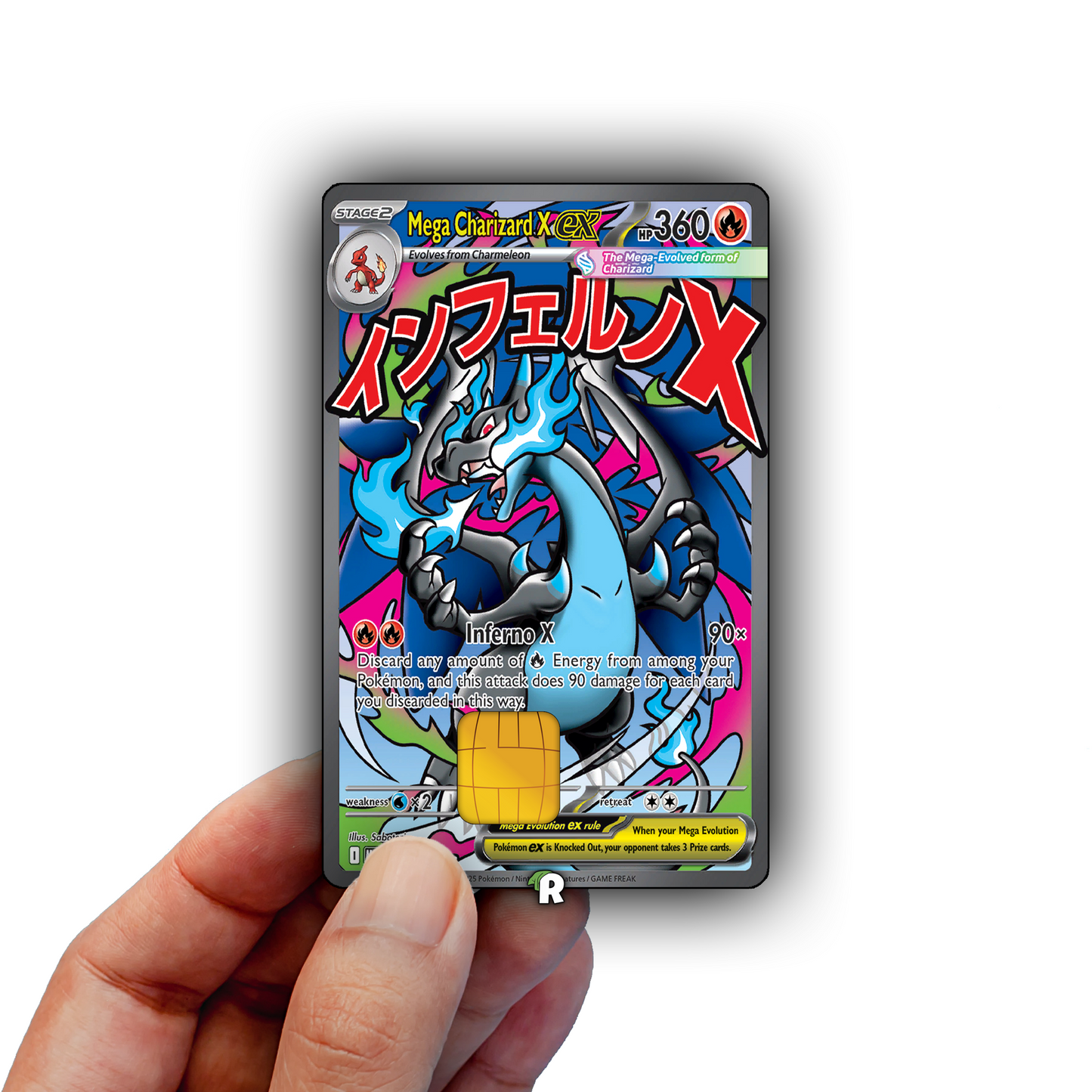 Mega Charizard X Text Credit Card Skin
