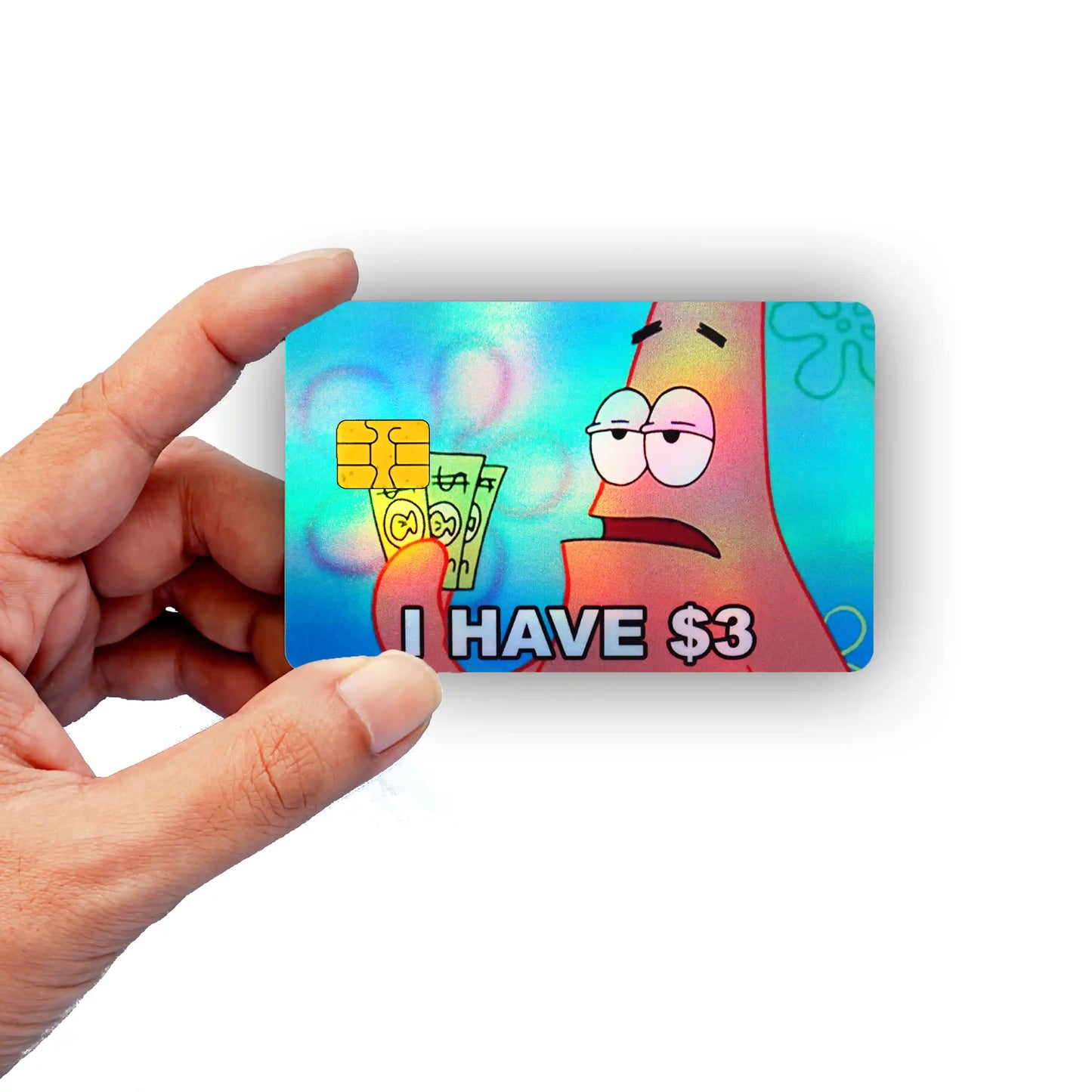 SpongeBob 3 Dollar Meme Credit Card Skin - Glossy Vinyl Decal Sticker Cover