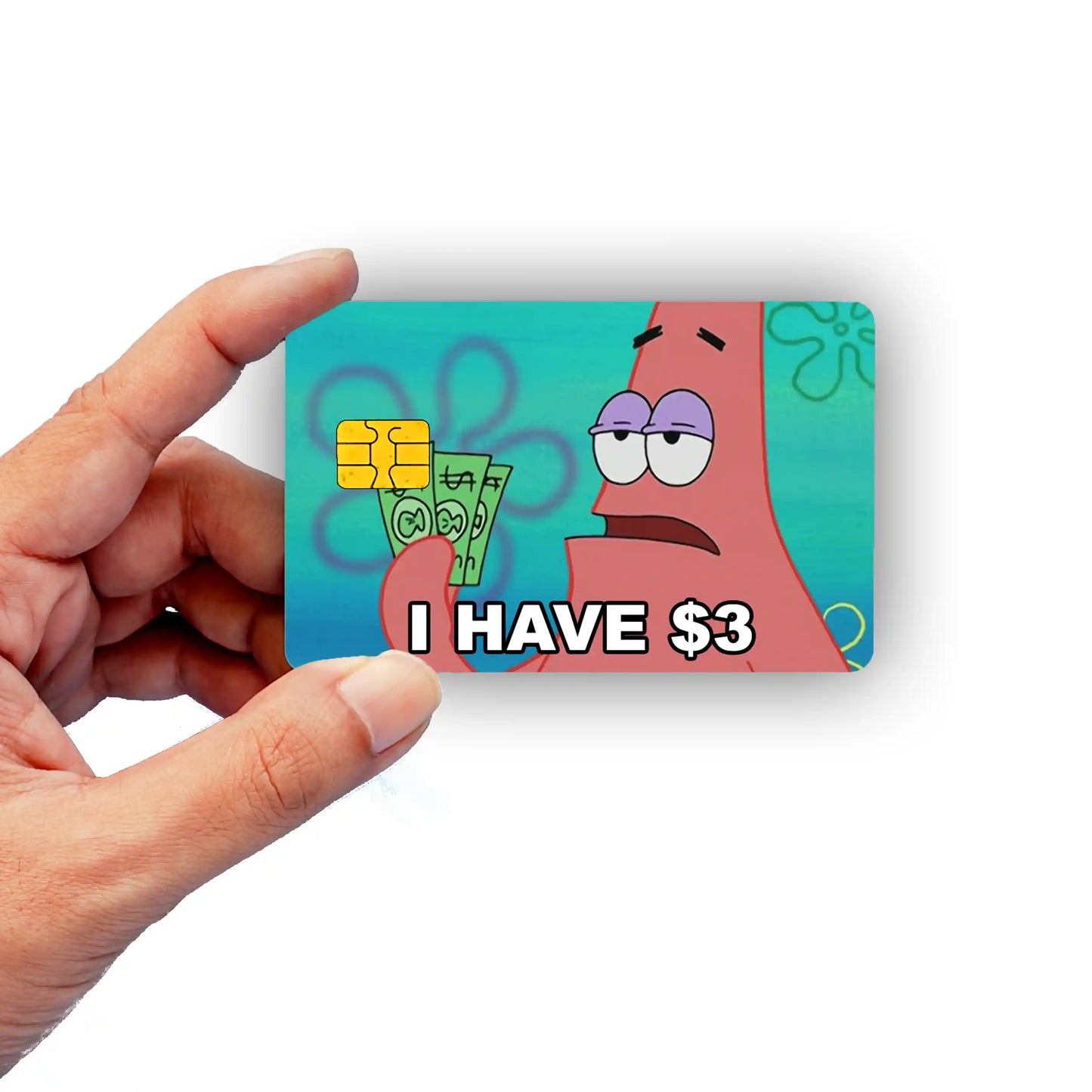 SpongeBob 3 Dollar Meme Credit Card Skin - Glossy Vinyl Decal Sticker Cover