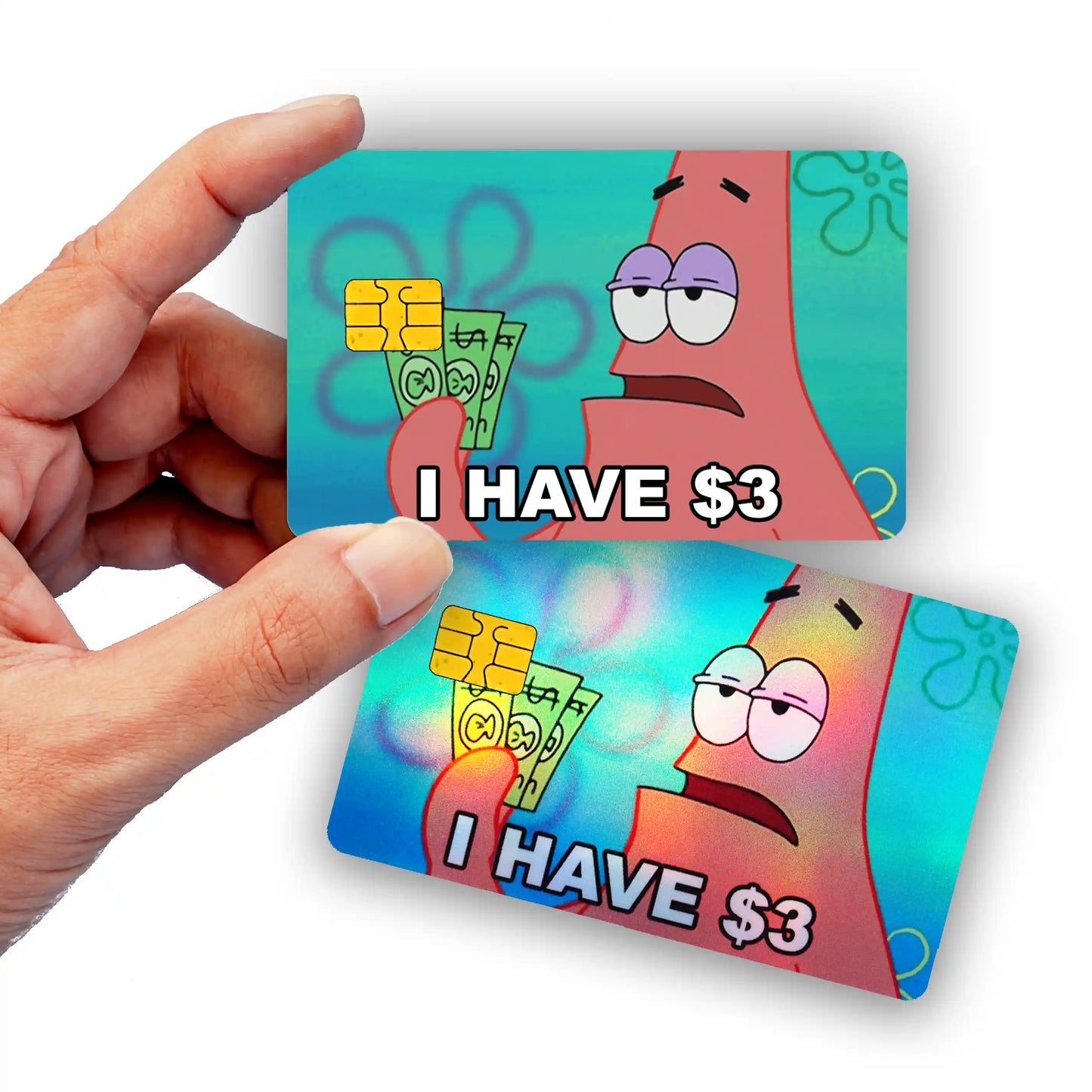 SpongeBob 3 Dollar Meme Credit Card Skin - Glossy Vinyl Decal Sticker Cover