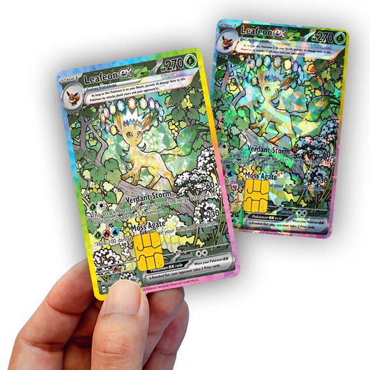 Terastal Leafeon Credit Card Skin - Glossy Vinyl Decal Sticker Cover